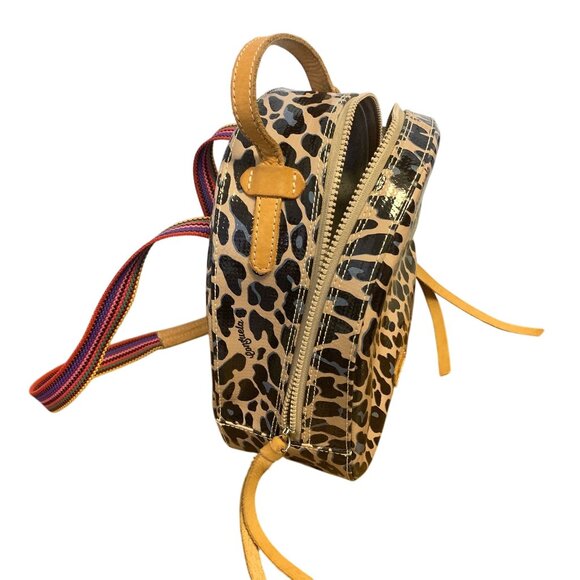 Consuela Leopard Print Mini Backpack With Multicolor Striped Straps - Picture 6 of 8